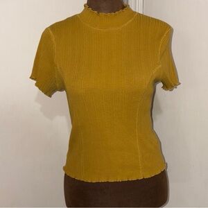 Wild Fable Mustard Ribbed Short Sleeve Tee